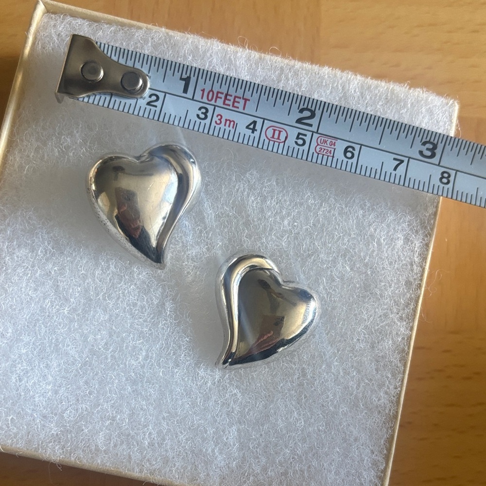 Large Puffy Sterling Silver Heart Earrings